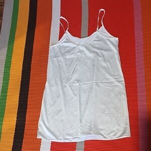 Elegant White Spaghetti Strap Chemise Like New Silky Soft Medium.